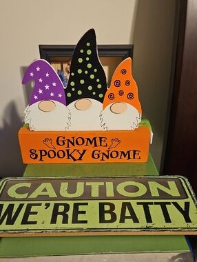 Spooky Gnome Halloween Table Decor - Orange, Purple, Black
